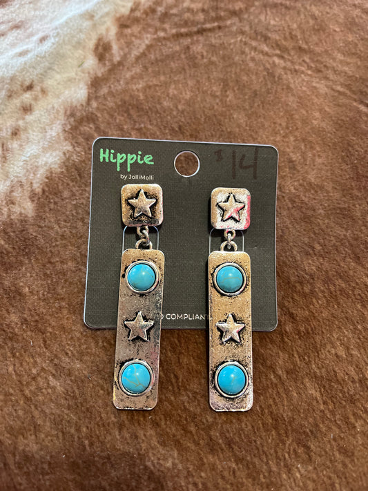 Silver Star & Turquoise Earring Set