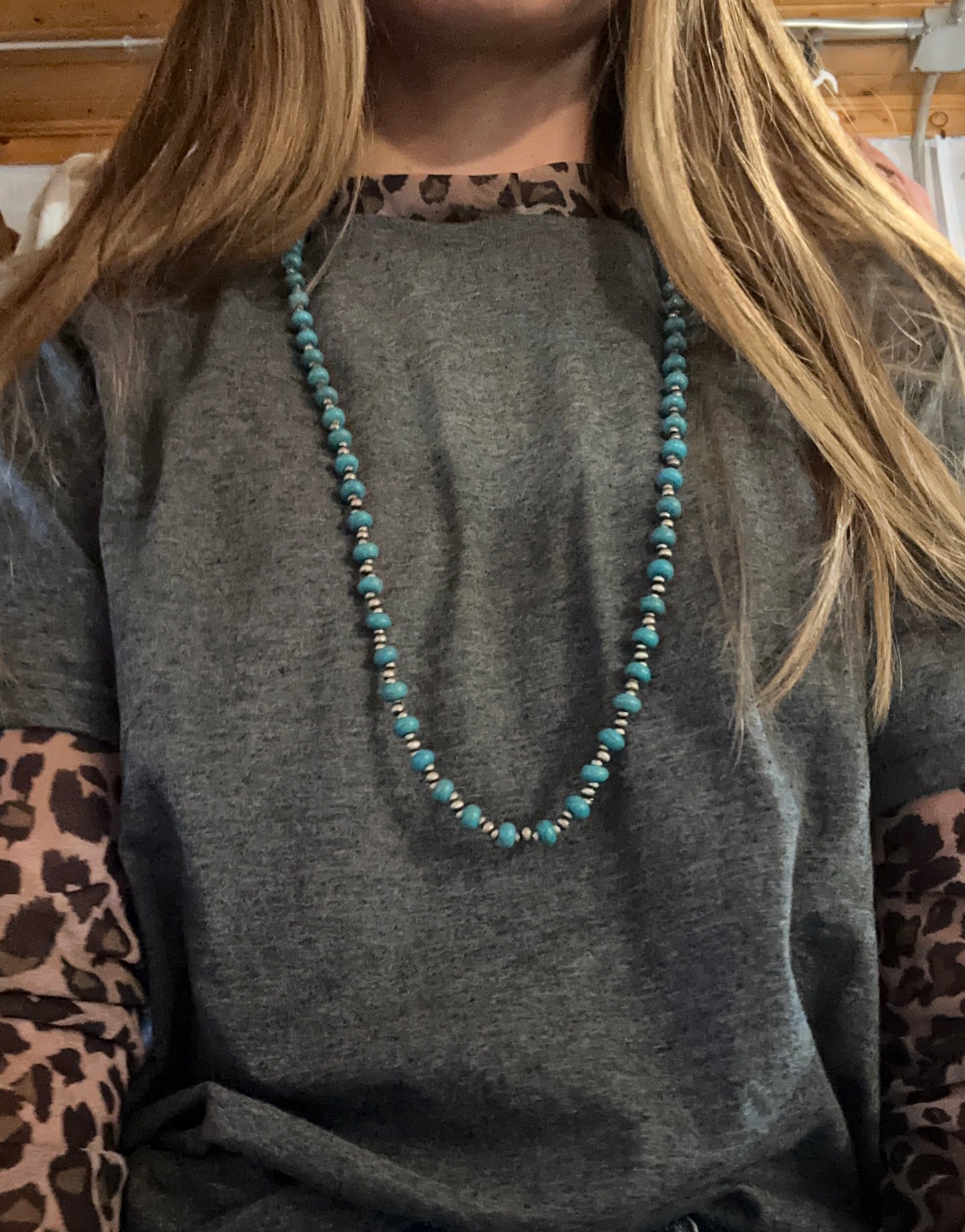 Long Turquoise Beaded Necklace