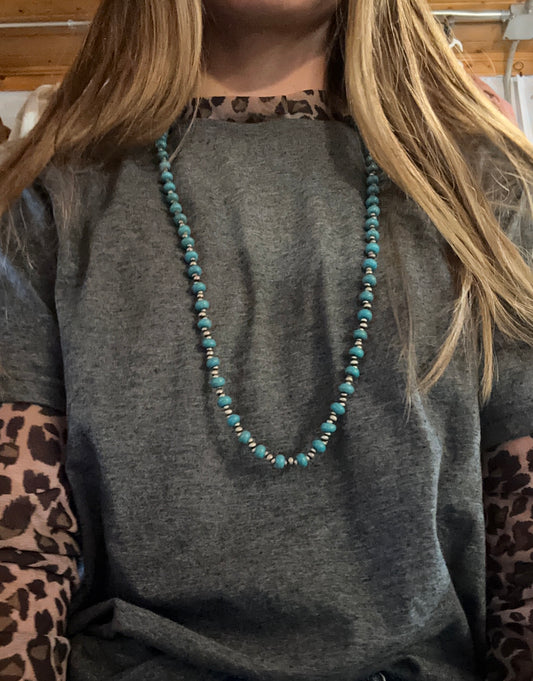 Long Turquoise Beaded Necklace