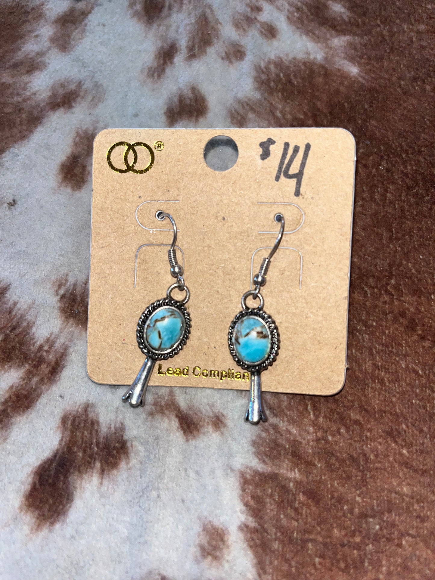 Marbled Turquoise Squash Blossom Earring Set