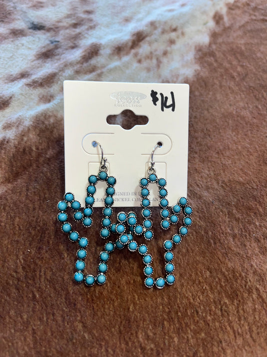 Turquoise Cactus Earring Set