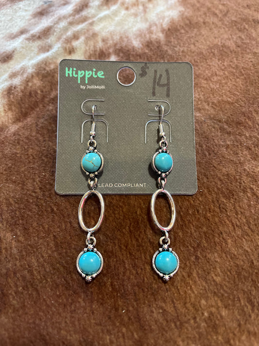 Turquoise & Silver Drop Earring Set