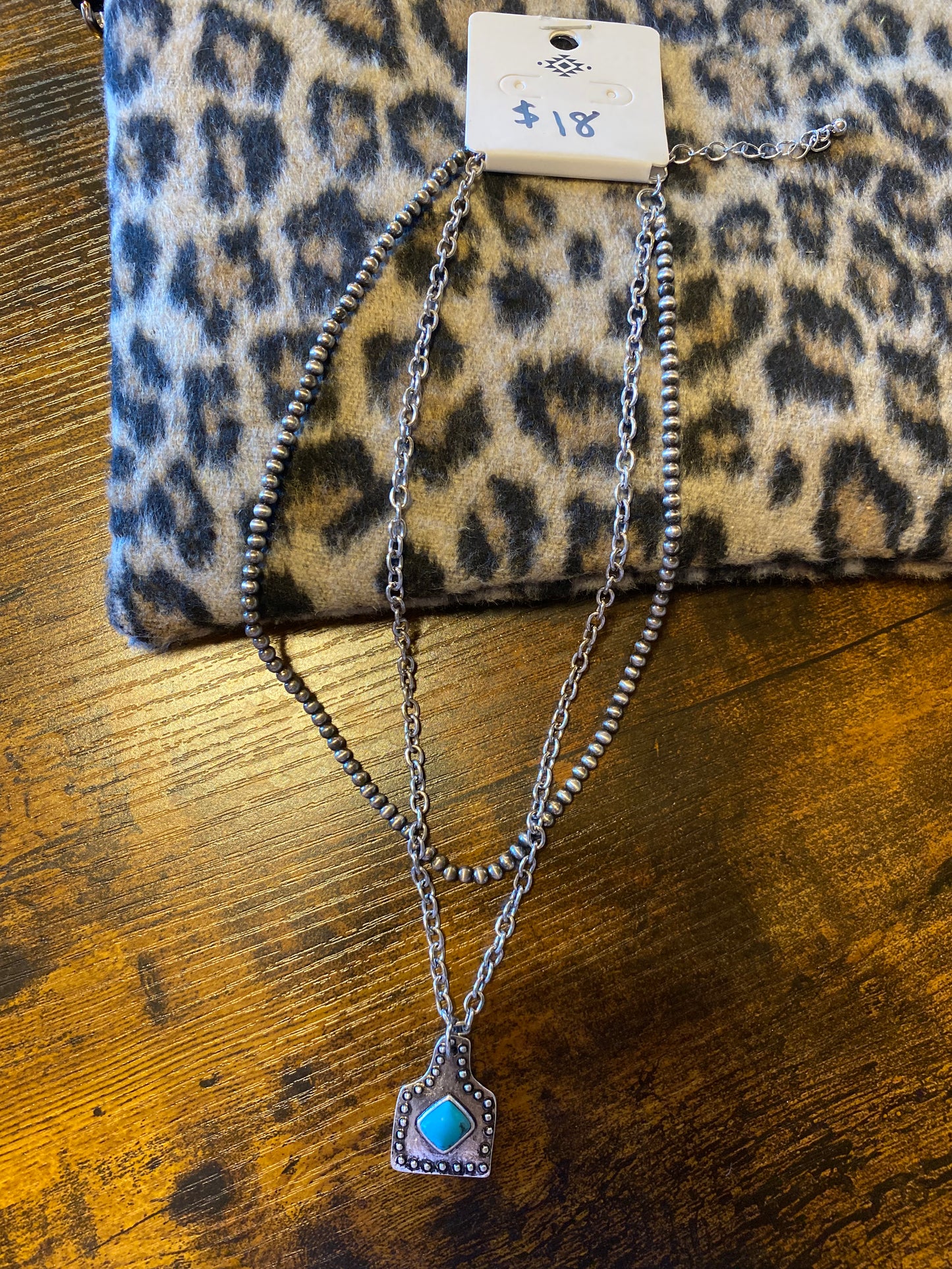 Layered Cow tag Necklace