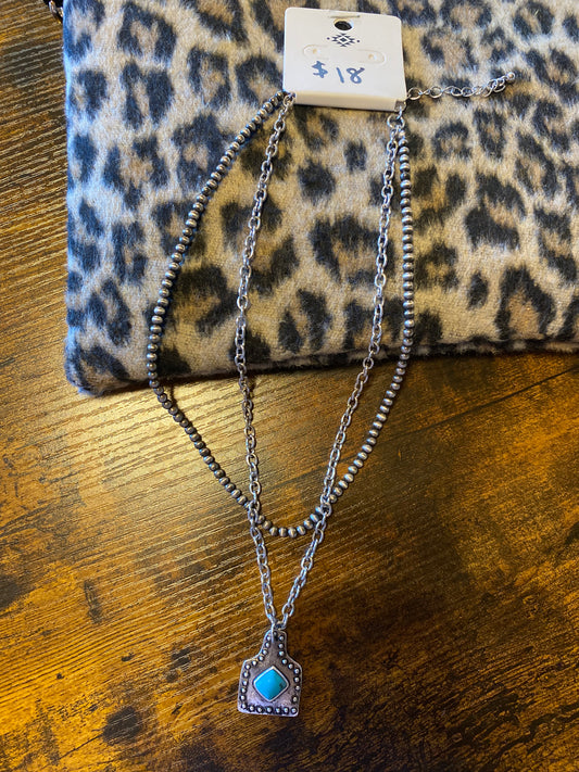 Layered Cow tag Necklace